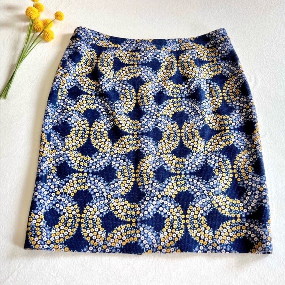 Boden 12P Navy Floral Print Career Wear Pencil Skirt